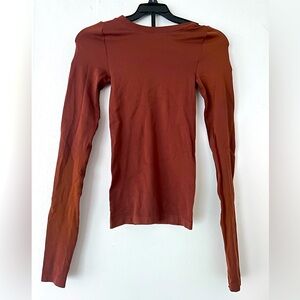 Wild Fable Rust Long Sleeve fitted skims Top light very stretchy flattering xxs